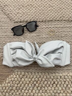 Montce Swim Silver Bandeau Bikini Top Tie Knot S